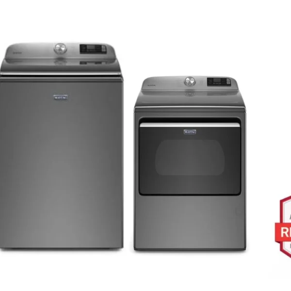 New Open box Maytag 4.7 cu.ft washer and 7.4 cu.ft dryer in Top load style with 1 year warranty